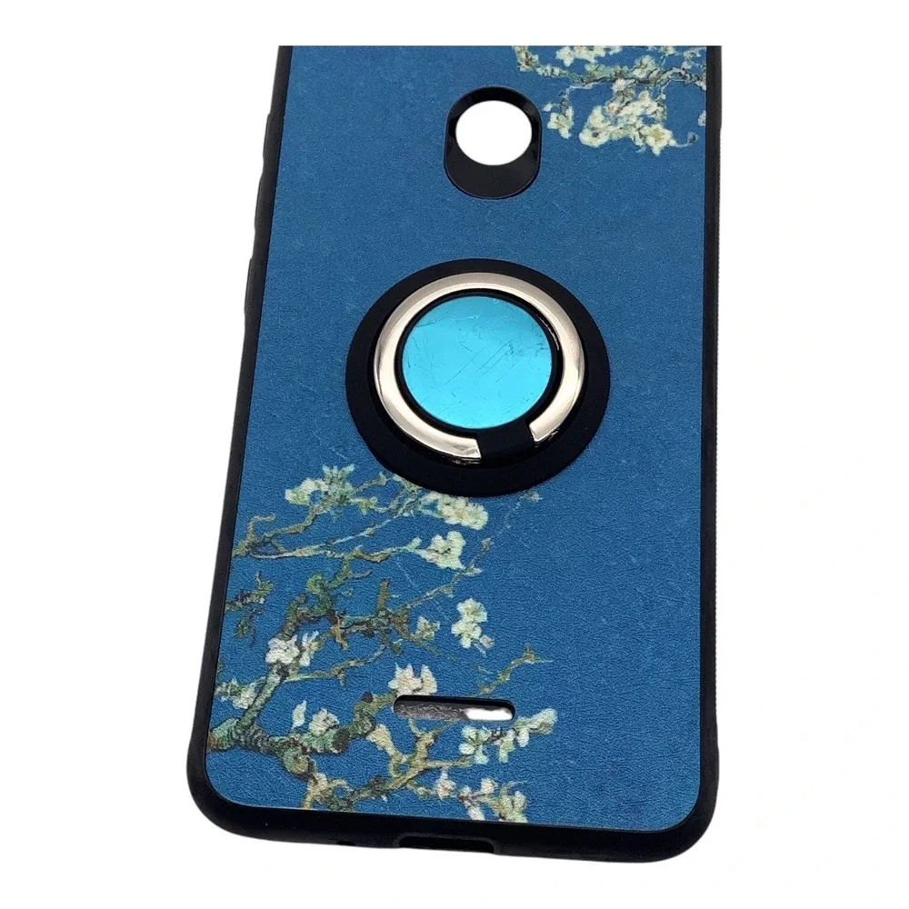 Xiaomi Redmi 6 / 6A Blue Floral Design Phone Case‎ With Circular Ring Holder